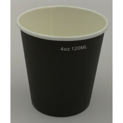 1000db-Fekete 4oz-120/100ml-es papír pohár + Műanyag tető 63mm fekete