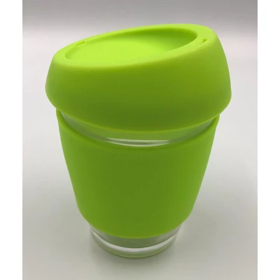 Borosilicate üveg pohár szilikon tetővel 350ml-zöld