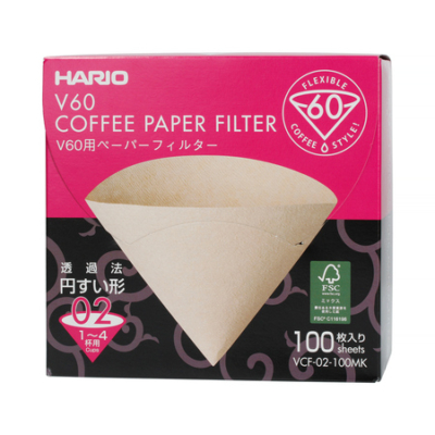 Hario V60-02 Misarashi flex filterpapir barna 100db/ papír dobozban