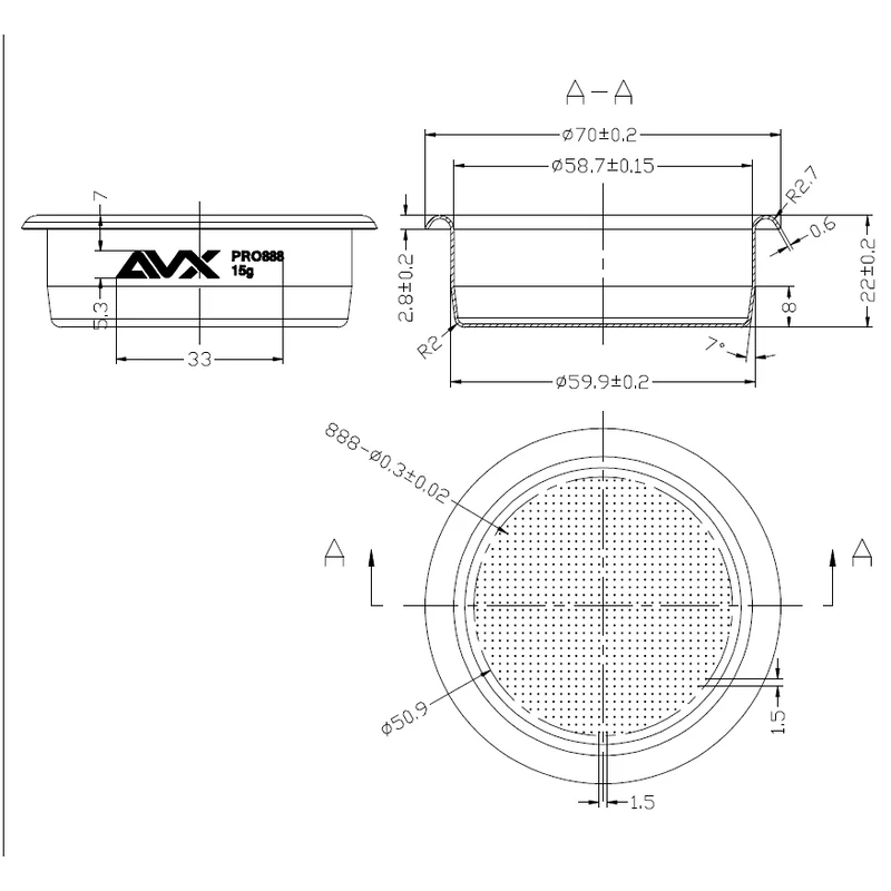 AVX PRO 888 58mm 15g-os  Precíziós Szűrőkosár