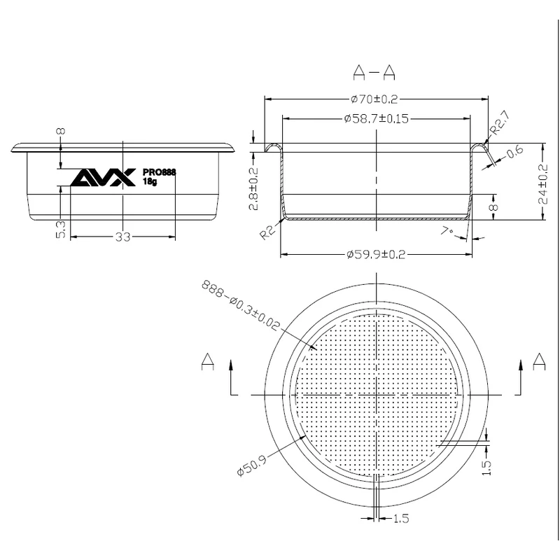 AVX PRO 888 58mm 18g-os  Precíziós Szűrőkosár