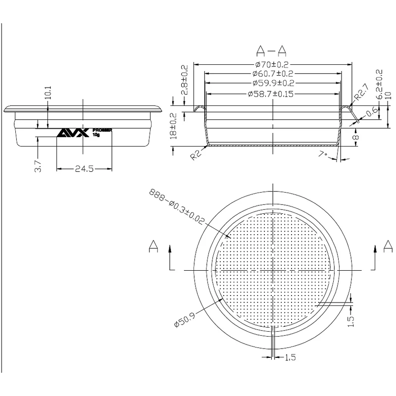 AVX PRO 888R 58mm 15g-os  Precíziós Szűrőkosár