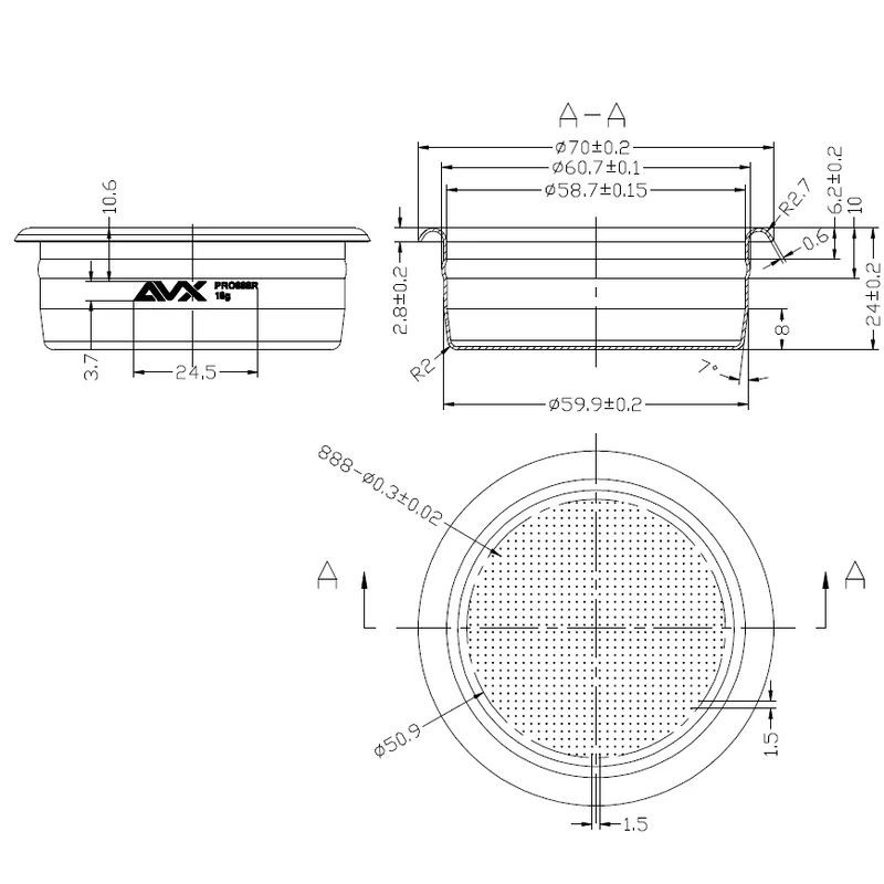 AVX PRO 888R 58mm 18g-os  Precíziós Szűrőkosár