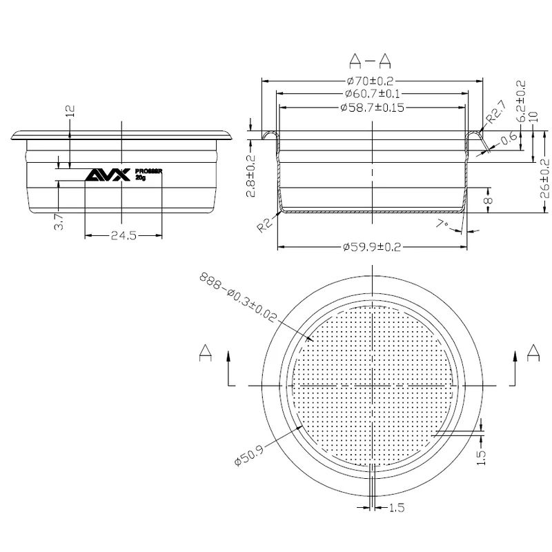 AVX PRO 888R 58mm 20g-os  Precíziós Szűrőkosár