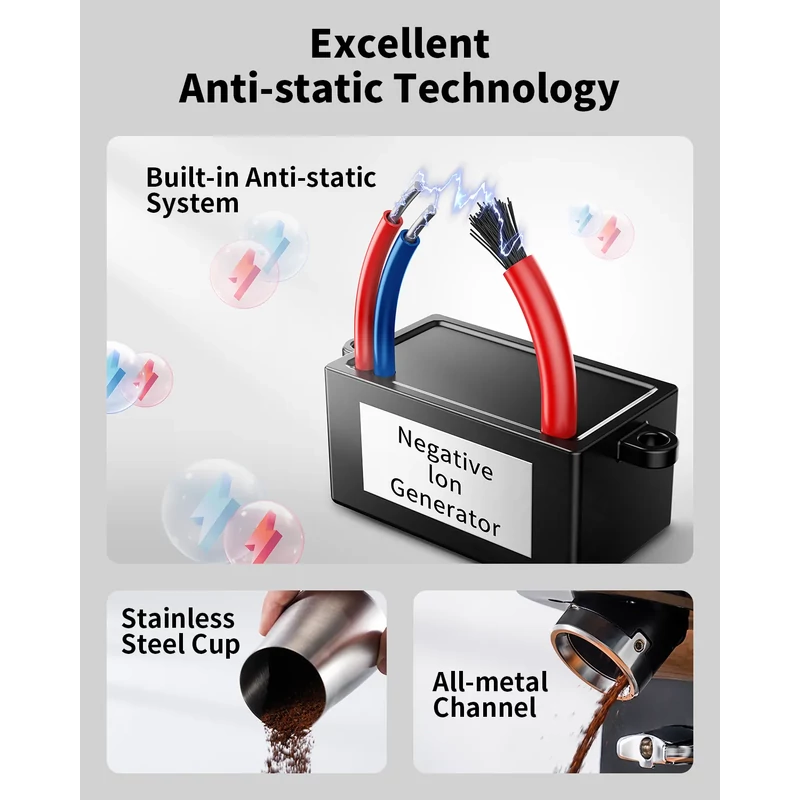AVX CG301 Plasma 64mm síktárcsás kávéőrlő pumpás babtartállyal ezüst
