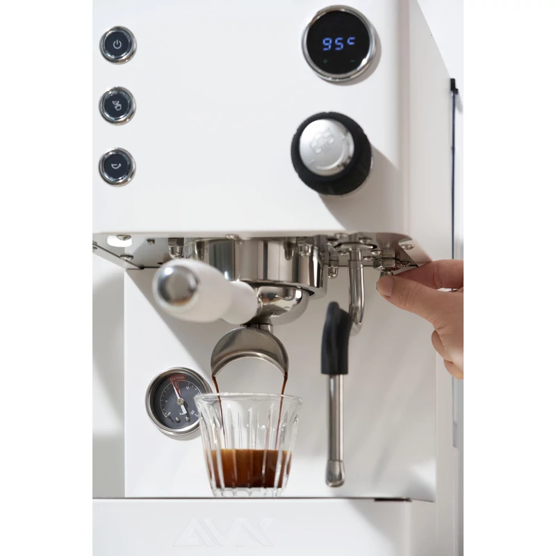 AVX DB1X 2025 Dual bojleres kávégép Fehér + AVX CG301 kávéőrlő Ezüst + Pumpás babtartály