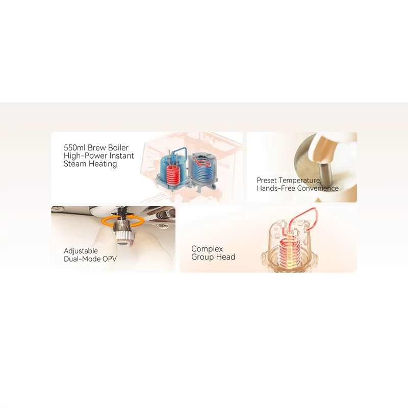 AVX Hero PRO-X Dual bojleres kávégép Szabályozható OPV-vel Fekete + DC63 Conical Red Burrs kávéőrlő Fekete