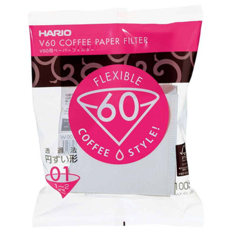 Hario V60-01 Dripper flex filter papir 100db