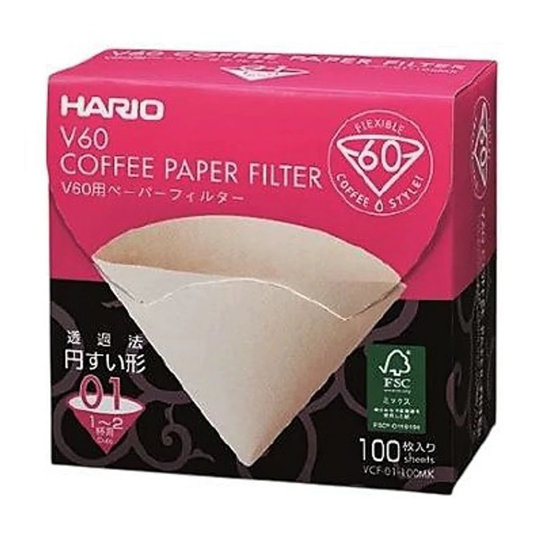 Hario V60-01 Misarashi flex filterpapir barna 100db/ papír dobozban