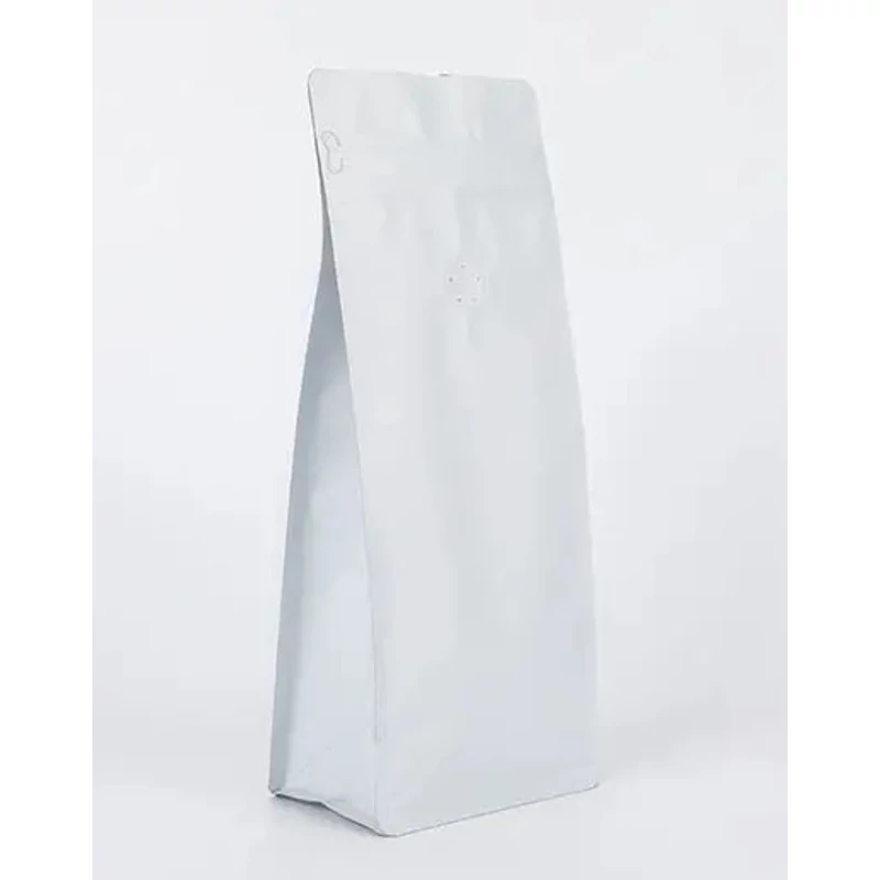 1kg Zipzáras + Szelepes kávés zacskó-fehér, talpas EVOH