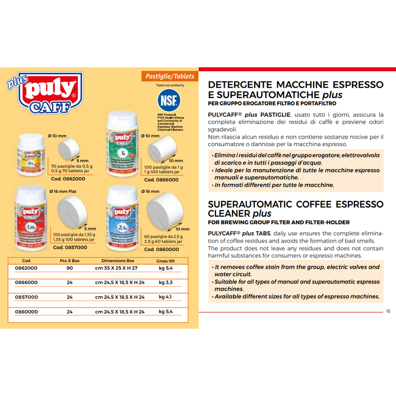 Puly Caff tisztító tabletta 100 db/1,35g automata géphez