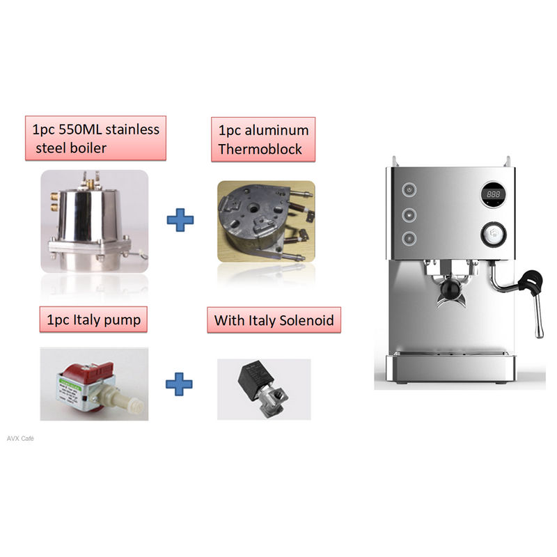AVX DB1 Dual bojleres kávégép + Kingrinder K4 kéziőrlő + DB1 barista csomag