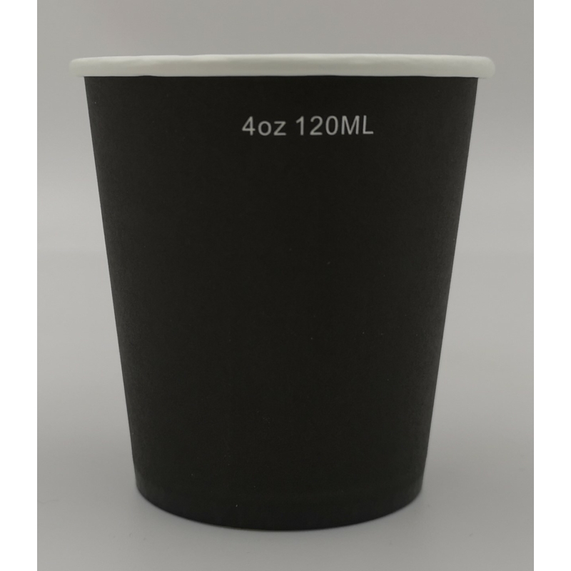 1000db-Fekete 4oz-120/100ml-es papír pohár + Műanyag tető 63mm fekete Akció!