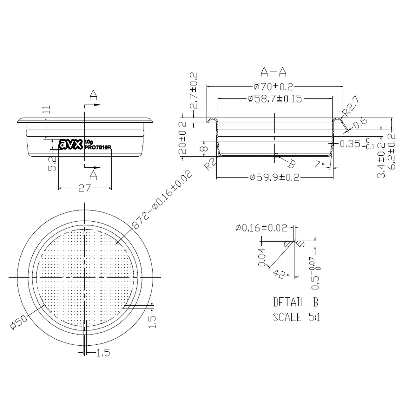 AVX PRO-X 7010R  58mm 10g-os  Precíziós Szűrőkosár